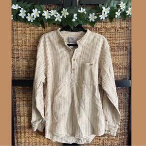 The Territory Ahead Oversized Henley Linen Sweater L